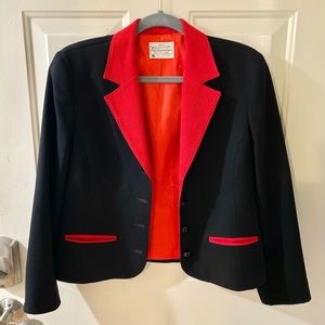 Miss Pendleton 100% Virgin Wool Black and Red Blazer